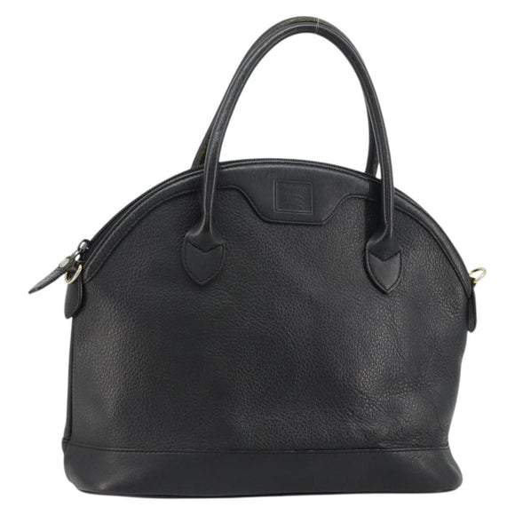 Burberrys Hand Bag Leather Gold Black Auth am11764