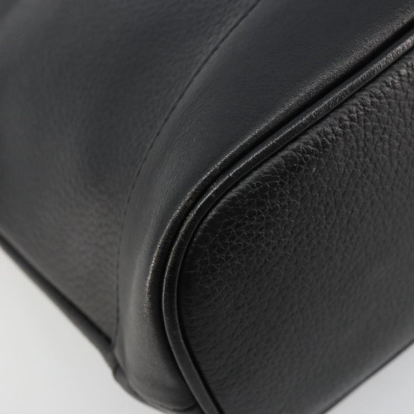 Burberrys Hand Bag Leather Gold Black Auth am11764
