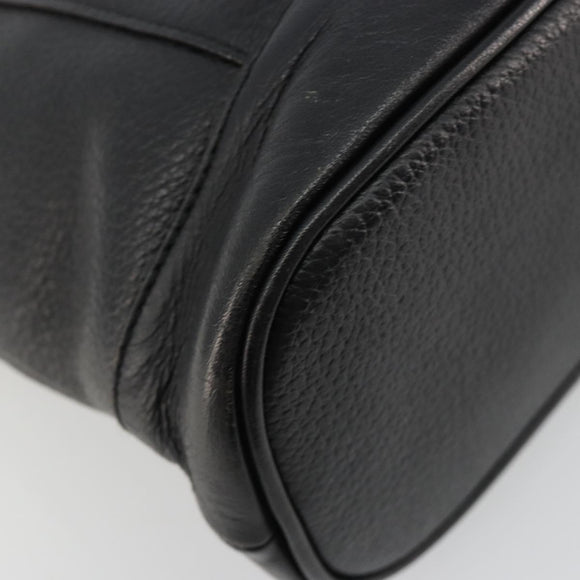 Burberrys Hand Bag Leather Gold Black Auth am11764
