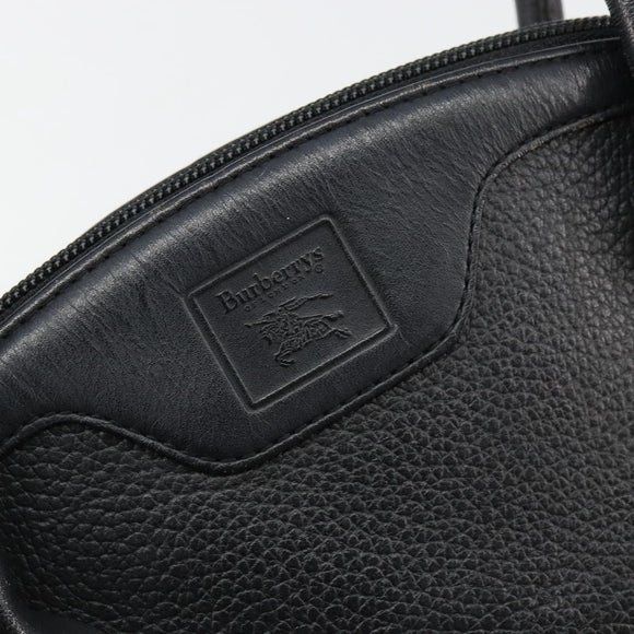 Burberrys Hand Bag Leather Gold Black Auth am11764