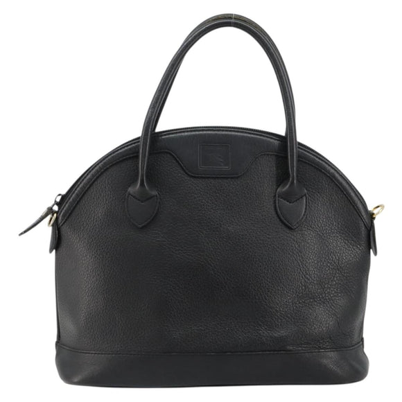 Burberrys Hand Bag Leather Gold Black Auth am11764