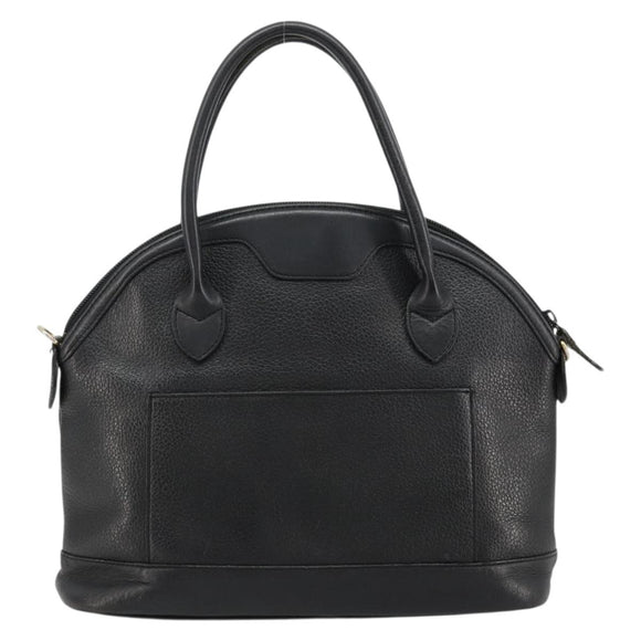 Burberrys Hand Bag Leather Gold Black Auth am11764