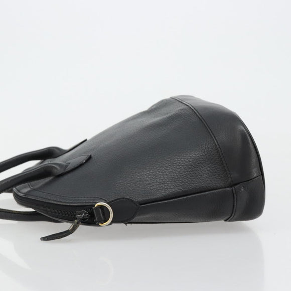 Burberrys Hand Bag Leather Gold Black Auth am11764