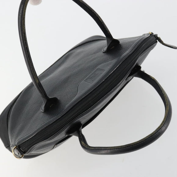 Burberrys Hand Bag Leather Gold Black Auth am11764