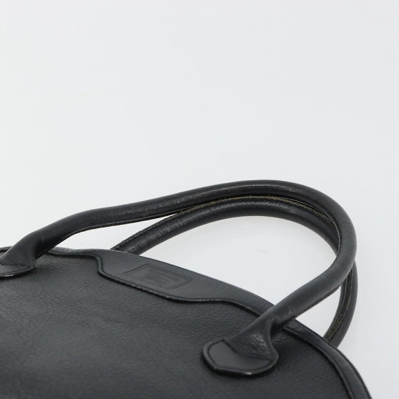 Burberrys Hand Bag Leather Gold Black Auth am11764