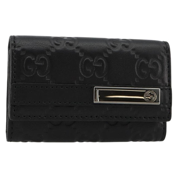 GUCCI Guccissima GG Canvas Key Case Leather Black 237509 Auth am11767V