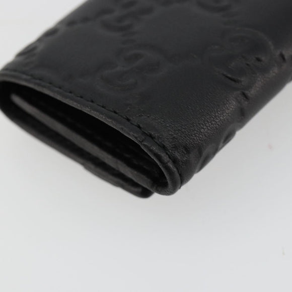 GUCCI Guccissima GG Canvas Key Case Leather Black 237509 Auth am11767V