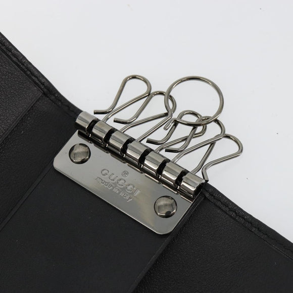 GUCCI Guccissima GG Canvas Key Case Leather Black 237509 Auth am11767V