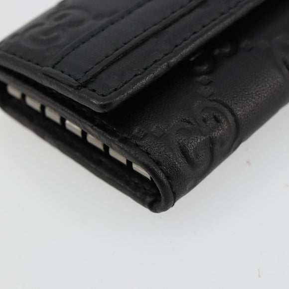 GUCCI Guccissima GG Canvas Key Case Leather Black 237509 Auth am11767V