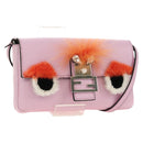 FENDI Monster Micro Bucket Shoulder Bag Leather Pink Silver Auth am11769M-1