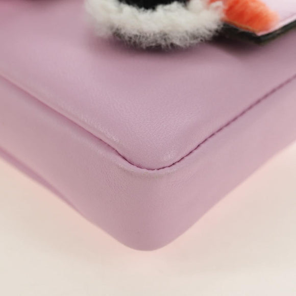 FENDI Monster Micro Bucket Shoulder Bag Leather Pink Silver Auth am11769M