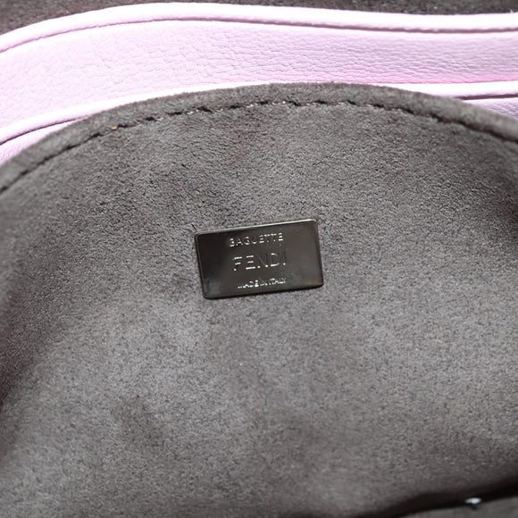 FENDI Monster Micro Bucket Shoulder Bag Leather Pink Silver Auth am11769M