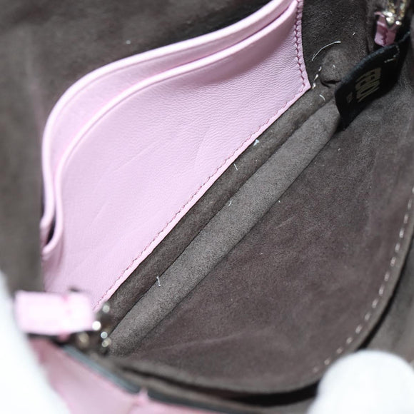 FENDI Monster Micro Bucket Shoulder Bag Leather Pink Silver Auth am11769M