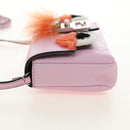 FENDI Monster Micro Bucket Shoulder Bag Leather Pink Silver Auth am11769M-3