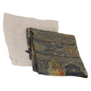 ETRO Ferragamo Stole Silk Wool Linen 2 Set Gray Ivory Auth am11770-1