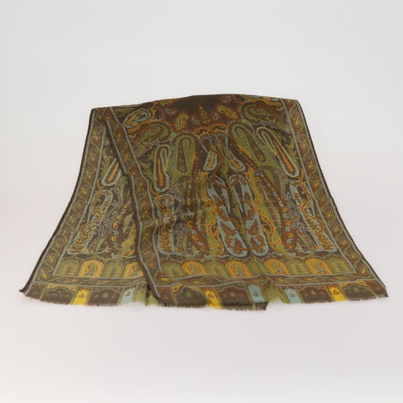 ETRO Scarf Silk Wool 3 Set Brown Blue Green Auth am11771