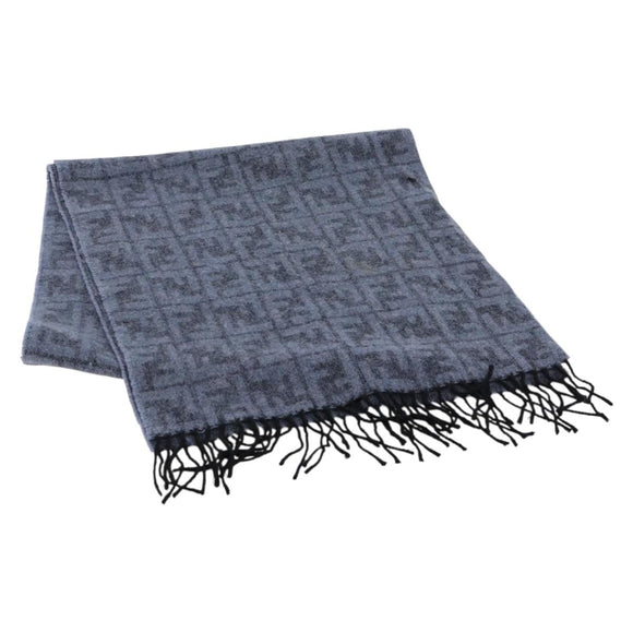 FENDI Zucca Scarf Wool Blue Auth am11772A