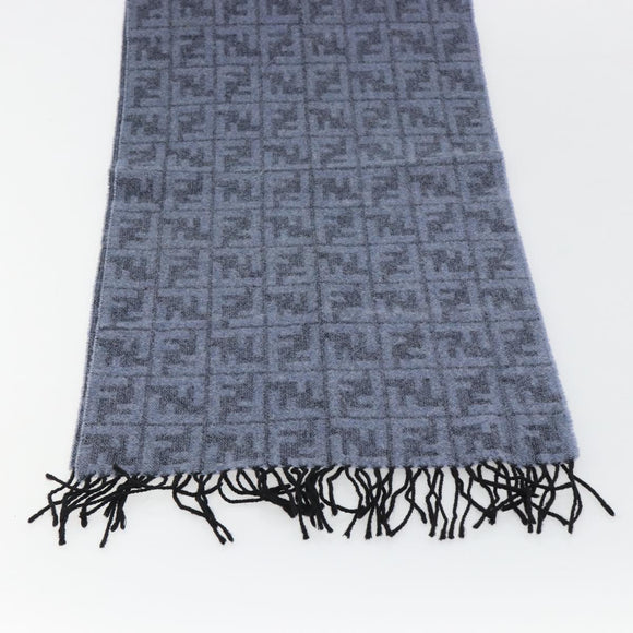 FENDI Zucca Scarf Wool Blue Auth am11772A