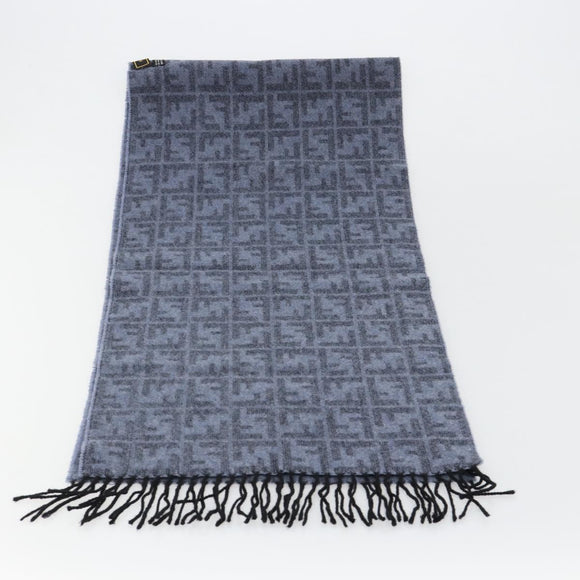 FENDI Zucca Scarf Wool Blue Auth am11772A
