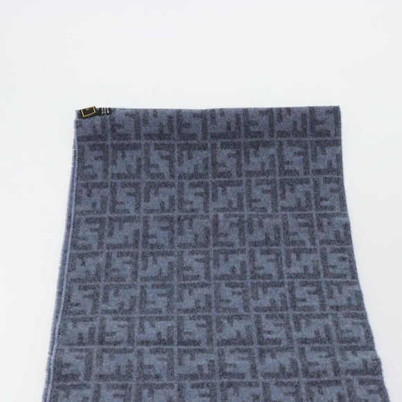FENDI Zucca Scarf Wool Blue Auth am11772A