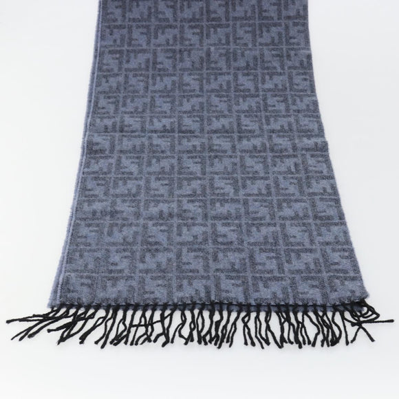 FENDI Zucca Scarf Wool Blue Auth am11772A