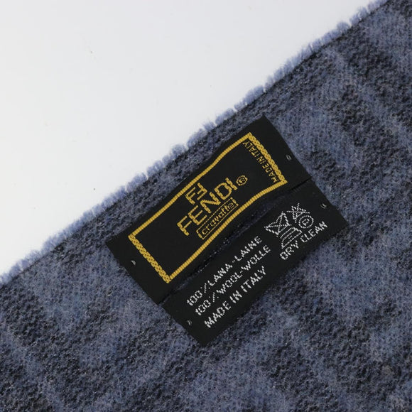 FENDI Zucca Scarf Wool Blue Auth am11772A