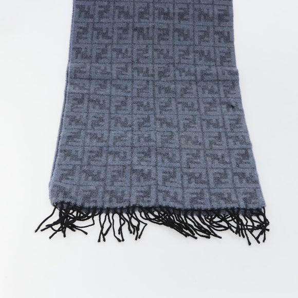 FENDI Zucca Scarf Wool Blue Auth am11772A