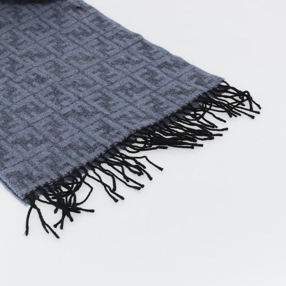 FENDI Zucca Scarf Wool Blue Auth am11772A