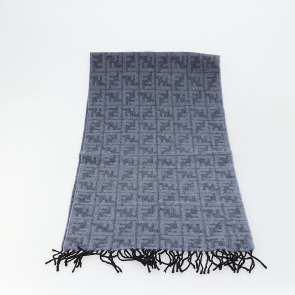 FENDI Zucca Scarf Wool Blue Auth am11772A