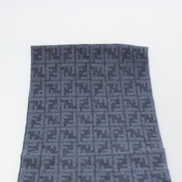 FENDI Zucca Scarf Wool Blue Auth am11772A