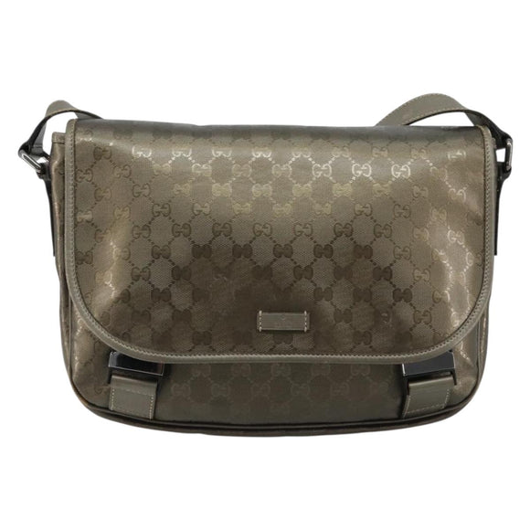 GUCCI GG Implementation Shoulder Bag PVC Gray Silver 201447 Auth am11773A