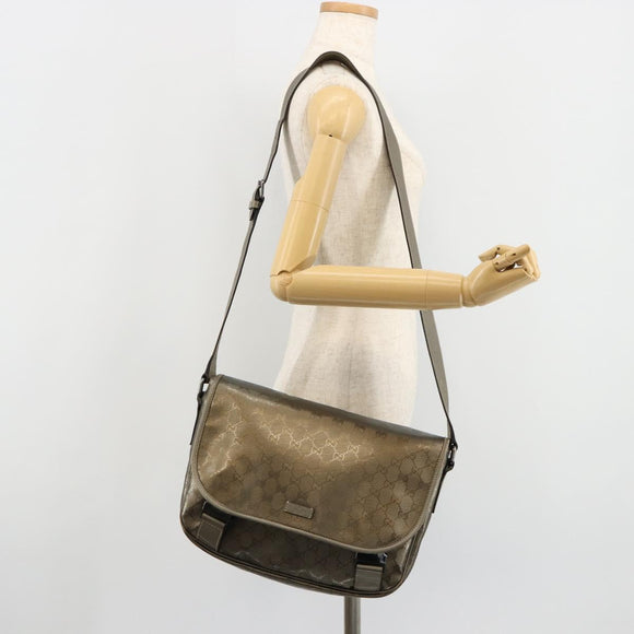 GUCCI GG Implementation Shoulder Bag PVC Gray Silver 201447 Auth am11773A