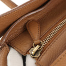 CELINE Luggage Micro Shopper Hand Bag Leather Beige Gold Auth am11775V-21