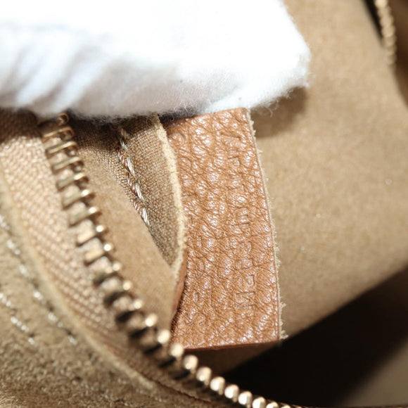 CELINE Luggage Micro Shopper Hand Bag Leather Beige Gold Auth am11775V