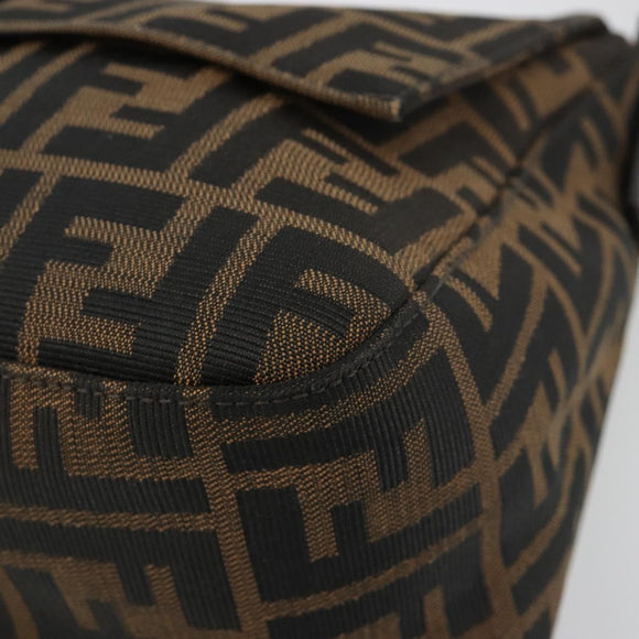 FENDI Zucca Canvas Mamma Baguette Bag Black Brown Silver Auth am11776SAV