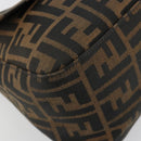 FENDI Zucca Canvas Mamma Baguette Bag Black Brown Silver Auth am11776SAV-15