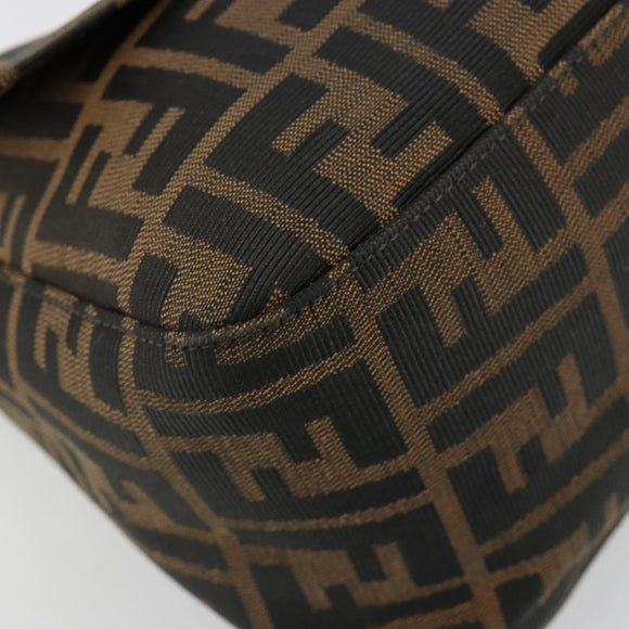 FENDI Zucca Canvas Mamma Baguette Bag Black Brown Silver Auth am11776SAV