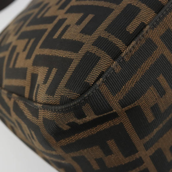 FENDI Zucca Canvas Mamma Baguette Bag Black Brown Silver Auth am11776SAV