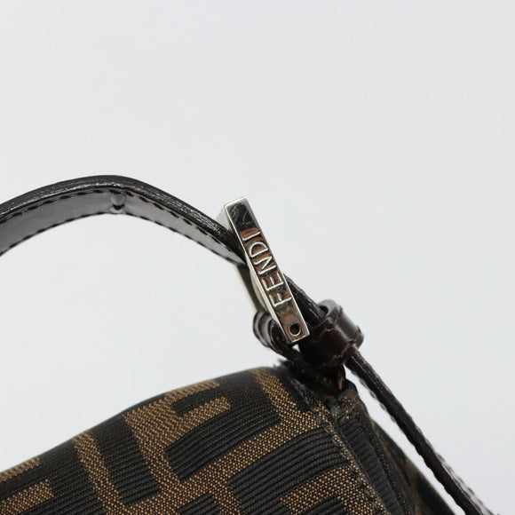 FENDI Zucca Canvas Mamma Baguette Bag Black Brown Silver Auth am11776SAV