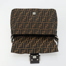 FENDI Zucca Canvas Mamma Baguette Bag Black Brown Silver Auth am11776SAV-19