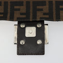 FENDI Zucca Canvas Mamma Baguette Bag Black Brown Silver Auth am11776SAV-20