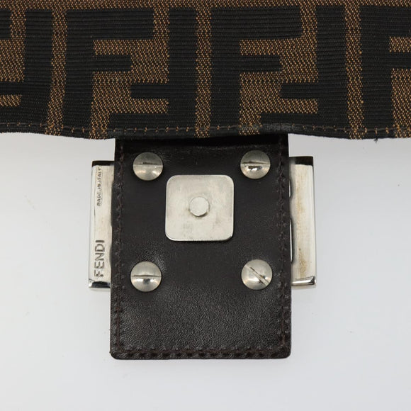 FENDI Zucca Canvas Mamma Baguette Bag Black Brown Silver Auth am11776SAV