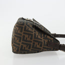 FENDI Zucca Canvas Mamma Baguette Bag Black Brown Silver Auth am11776SAV-3