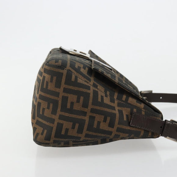 FENDI Zucca Canvas Mamma Baguette Bag Black Brown Silver Auth am11776SAV