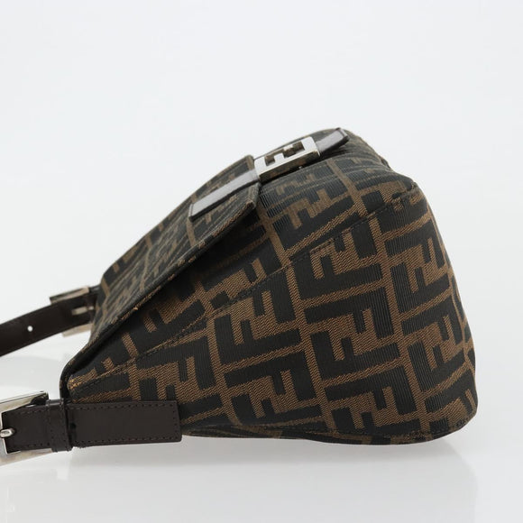 FENDI Zucca Canvas Mamma Baguette Bag Black Brown Silver Auth am11776SAV