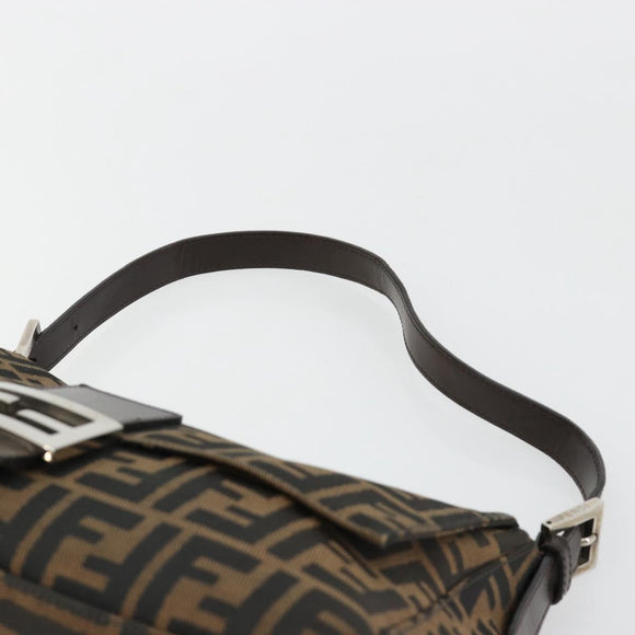FENDI Zucca Canvas Mamma Baguette Bag Black Brown Silver Auth am11776SAV