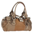 Chloe Paddington Hand Bag Leather Champagne Gold Silver Auth am11777A-1
