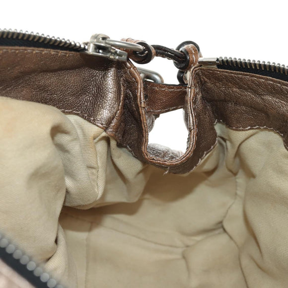 Chloe Paddington Hand Bag Leather Champagne Gold Silver Auth am11777A