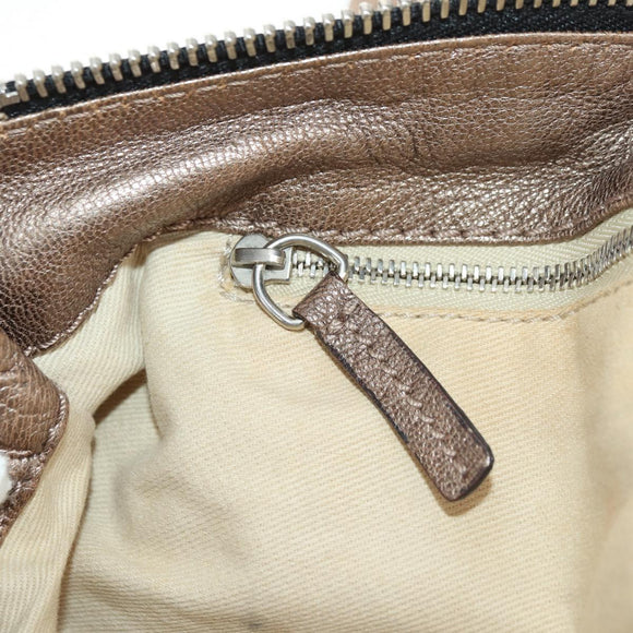 Chloe Paddington Hand Bag Leather Champagne Gold Silver Auth am11777A