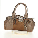 Chloe Paddington Hand Bag Leather Champagne Gold Silver Auth am11777A-12